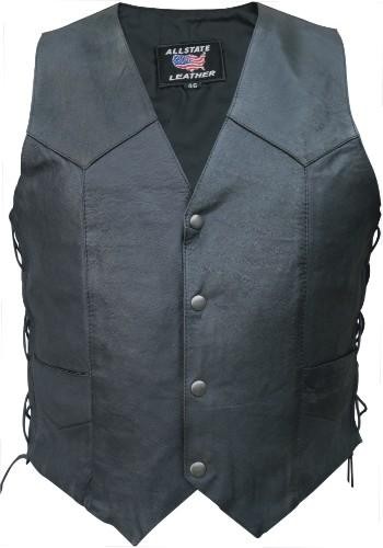 (image for) Men's black light weight Goat Skin Leather side laced vest